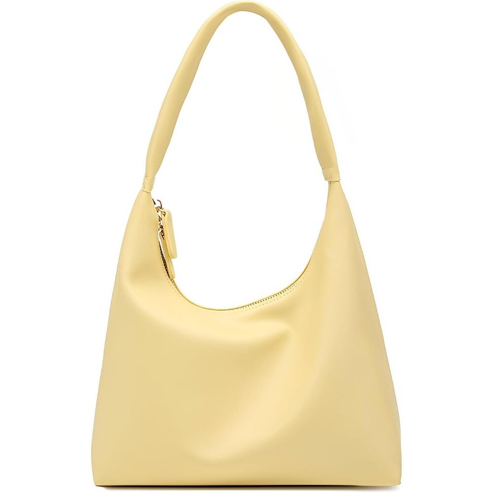Versatile Yellow Leather Hobo Bag - Perfect For Work, Date, And Casual Outings